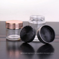 round transparent 50ml 80ml 90ml 110ml 1oz 2oz 3oz 4oz glass jars with child resistant CR cap electroplated